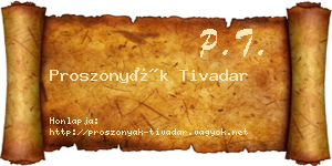 Proszonyák Tivadar névjegykártya